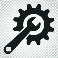 Service tools flat vector icon. Cogwheel with wrench symbol logo illustration. Business concept simple flat pictogram on isolated background.