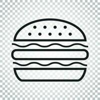 Burger fast food flat vector icon. Hamburger symbol logo illustration. Business concept simple flat pictogram on isolated background.