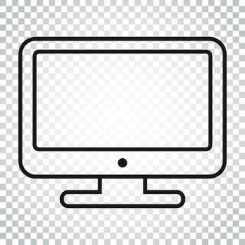 computadora vector ilustración en línea estilo. monitor plano icono. televisión símbolo. sencillo negocio concepto pictograma en aislado antecedentes.