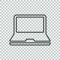 Computer notebook vector illustration in line style. Monitor flat icon.