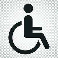 Man in wheelchair vector icon. Handicapped invalid people sign illustration. Business concept simple flat pictogram on isolated background.