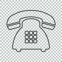 Phone vector icon in line style. Old vintage telephone symbol illustration.