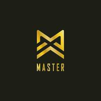 M gold master letter vector logo element symbol shape design icon abstract set template