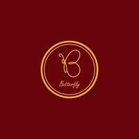 Fashion and Cosmetic Butterfly vector monoline logo design template. Red Gold