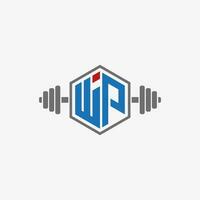 Warrior Power Gym Fitness Logo Design Template Vector Initial W and P