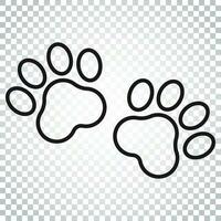 Paw print vector icon in line style. Dog or cat pawprint illustration. Animal silhouette. Simple business concept pictogram on isolated background.
