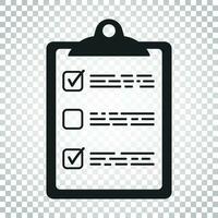 To do list icon. Checklist, task list vector illustration in flat style. Reminder concept icon on isolated background. Simple business concept pictogram.