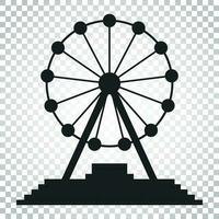 Ferris wheel vector icon. Carousel in park icon. Amusement ride illustration. Simple business concept pictogram on isolated background.