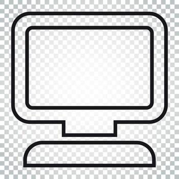 computadora vector ilustración en línea estilo. monitor plano icono. sencillo negocio concepto pictograma en aislado antecedentes.