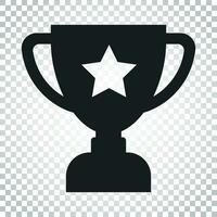 Trophy cup flat vector icon. Simple winner symbol. Black illustration on isolated background. Simple business concept pictogram.