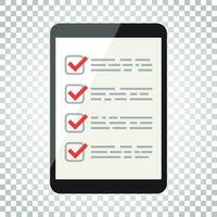 Businessman checklist with tablet. Check list icon flat vector illustration. Simple business concept pictogram.