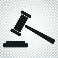 Auction hammer vector icon. Court tribunal flat icon. Simple business concept pictogram on isolated background.