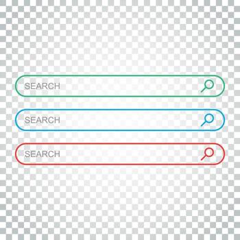 buscar bar campo. conjunto vector interfaz elementos con buscar botón. plano vector ilustración en aislado antecedentes. sencillo negocio concepto pictograma.
