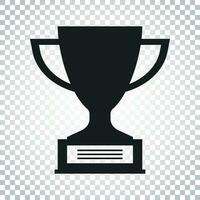 Trophy cup flat vector icon. Simple winner symbol. Black illustration on isolated background. Simple business concept pictogram.