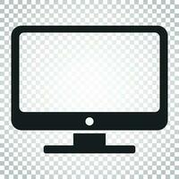 Computer vector illustration. Monitor flat icon. Tv symbol. Simple business concept pictogram on isolated background.