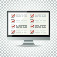 Businessman checklist with computer. Check list icon flat vector illustration. Simple business concept pictogram.