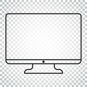 computadora vector ilustración en línea estilo. monitor plano icono. televisión símbolo. sencillo negocio concepto pictograma en aislado antecedentes.