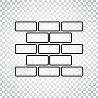 Line style wall brick icon in flat style on isolated background. Wall symbol illustration. Simple business concept pictogram. vector