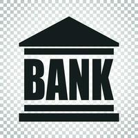 Bank building icon in flat style. Vector illustration on isolated background. Simple business concept pictogram.