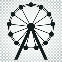 Ferris wheel vector icon. Carousel in park icon. Amusement ride illustration. Simple business concept pictogram on isolated background.