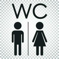 WC, baño plano vector icono . hombres y mujer firmar para Area de aseo en aislado antecedentes. sencillo negocio concepto pictograma.