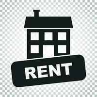 Rent house icon. Vector illustration in flat style on isolated background. Simple business concept pictogram.