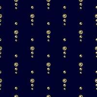 Seamless vector pattern with golden metallic beads, buttons on a dark blue background. Simple decorative print.