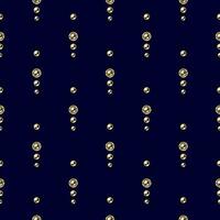 Seamless vector pattern with golden metallic beads, buttons on a dark blue background. Simple decorative print.