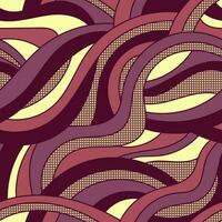 Seamless pattern with wavy psychedelic stripes. 1960s style retro background. vector