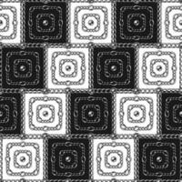 Square geometric pattern with silver steel chains, ball beads. Diagonal ornament with black and white squares. Vector Illustration.