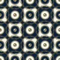 Pattern with circles of gold chains, beads. Elements arranged in staggered manner. Classic jewelry background vector