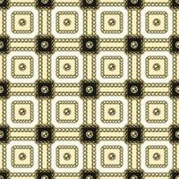 Seamless vintage square pattern with gold chains, beads, buttons. Geometric classic grid. Vector illustration in vintage style