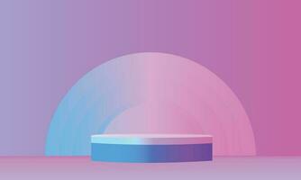 Abstract Gradient Circle Podium on Violet-Purple Blue Pink Gradient Wall-Room 3D Render vector