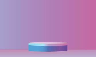 Abstract Gradient Circle Podium on Violet-Purple Blue Pink Gradient Wall-Room 3D Render vector