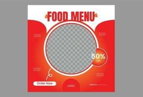 comida menú diseño para social medios de comunicación vector