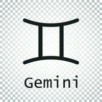 Gemini zodiac sign. Flat astrology vector illustration on isolated background. Simple pictogram.