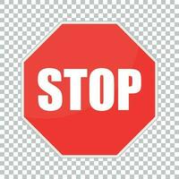 Red stop sign vector icon. Danger symbol vector illustration.