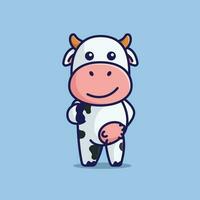 Cute cow thumbs up simple cartoon vector illustration animal nature icon