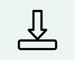 Download Icon. Down Arrow Server Connection Cloud Storage File Downward Bottom Under. Black White Graphic Clipart Artwork Line Symbol Sign Vector EPS