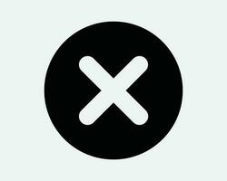Cross Circle Icon. Incorrect Circular Reject Round Cancel Reject X Deny Negative Choice. Black White Graphic Clipart Artwork Symbol Sign Vector EPS