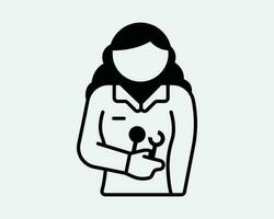 Female Doctor Icon. Woman Lady Girl Physician Health Care Worker Healthcare Stethoscope Nurse Doc. Black White Graphic Artwork Symbol Sign Vector EPS