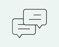 Dialogue Icon. Dialog Speech Bubble Chat Box Comment Forum Message Communication Conversation Black White Graphic Artwork Line Symbol Sign Vector EPS