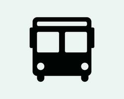 Bus Front View Icon Public Transport Transportation Travel Commercial School Passenger Van Black White Graphic Clipart Artwork Symbol Sign Vector EPS