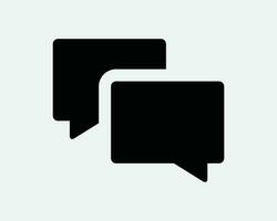 Discussion Chat Icon. Dialogue Dialog Box Bubble Talk Speech Communication Message Text. Black White Graphic Clipart Artwork Symbol Sign Vector EPS