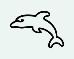 Dolphin Line Icon Animal Whale Outline Mammal Fish Jump Marine Aquatic Wildlife Swim Water Black White Graphic Clipart Artwork Symbol Sign Vector EPS