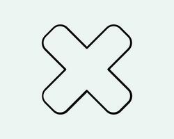 Cross Line Icon. Wrong X Incorrect Reject Cancel Negative Close Remove Decline No. Black White Graphic Clipart Artwork Outline Symbol Sign Vector EPS