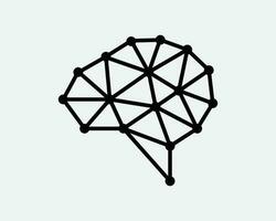 Brain Network Icon. IQ AI Human Artificial Intelligent Intelligence Digital Web Connection Black White Graphic Clipart Artwork Symbol Sign Vector EPS