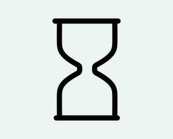 Hourglass Icon. Time Clock Timer Countdown Sand Flow Measure Wait Empty Blank Line Outline Black White Graphic Clipart Artwork Symbol Sign Vector EPS