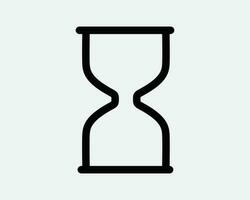 Hourglass Icon. Time Clock Timer Countdown Sand Flow Measure Wait Empty Blank Line Outline Black White Graphic Clipart Artwork Symbol Sign Vector EPS