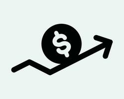 Money Arrow Icon. Business Finance Growth Graph Income Sales Profit Up Investment Success. Black White Graphic Clipart Artwork Symbol Sign Vector EPS